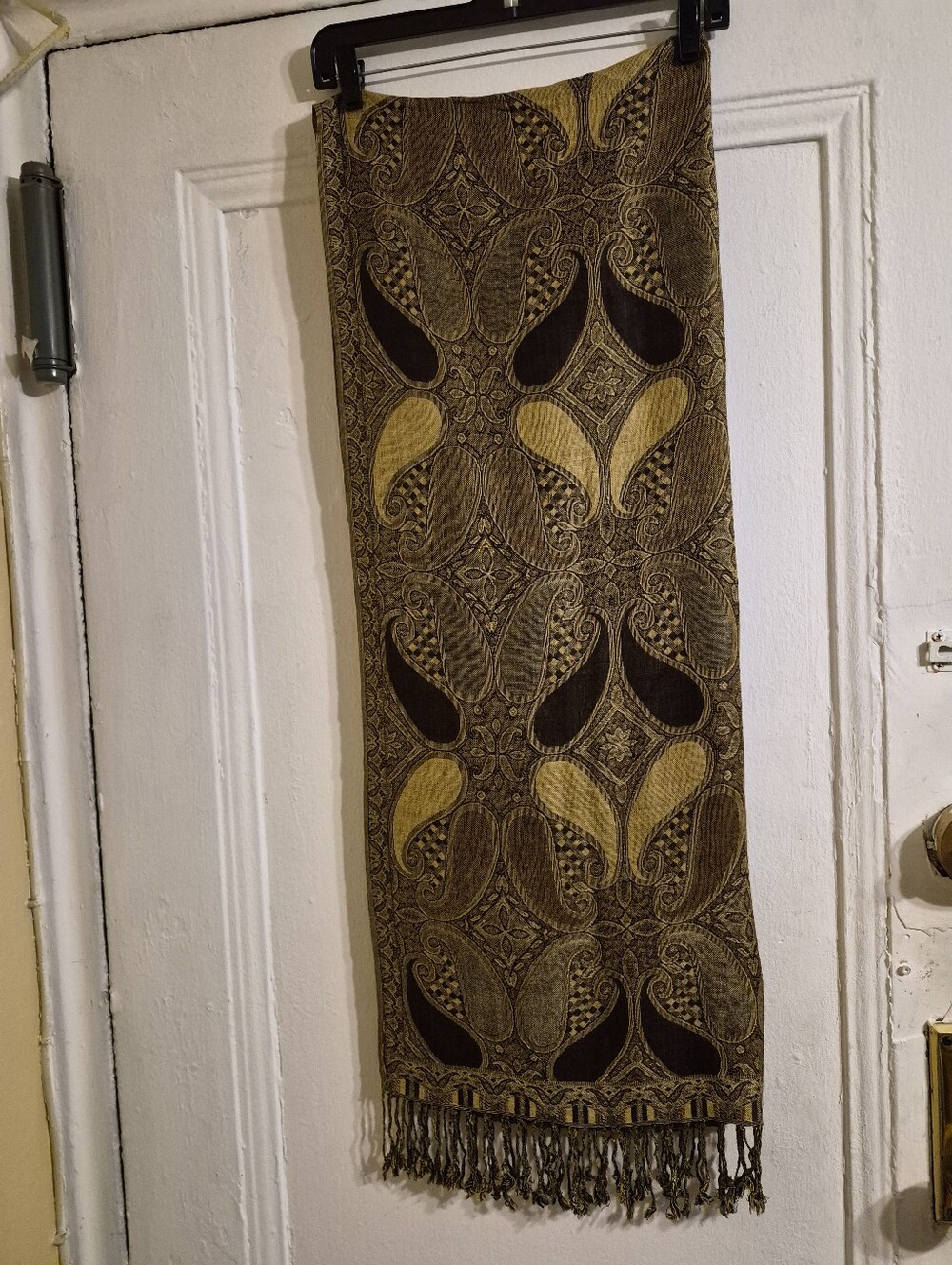Pashmina Silk/Cashmere Scarf With Fringe Detailing Size 74X27"